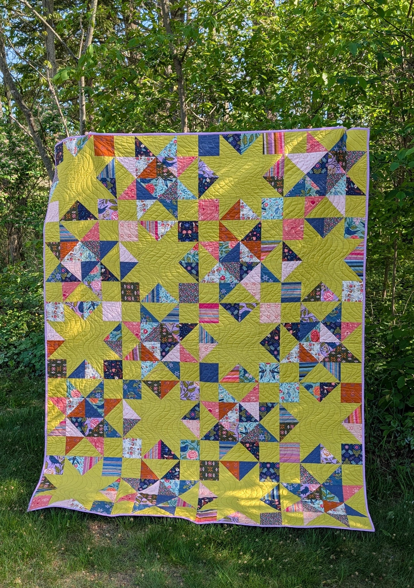 Starry Gems Starling Version Throw Size Quilt Kit