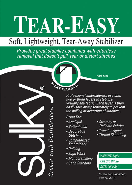 Tear Easy Tear-Away Stablizer White 20in x 1yd