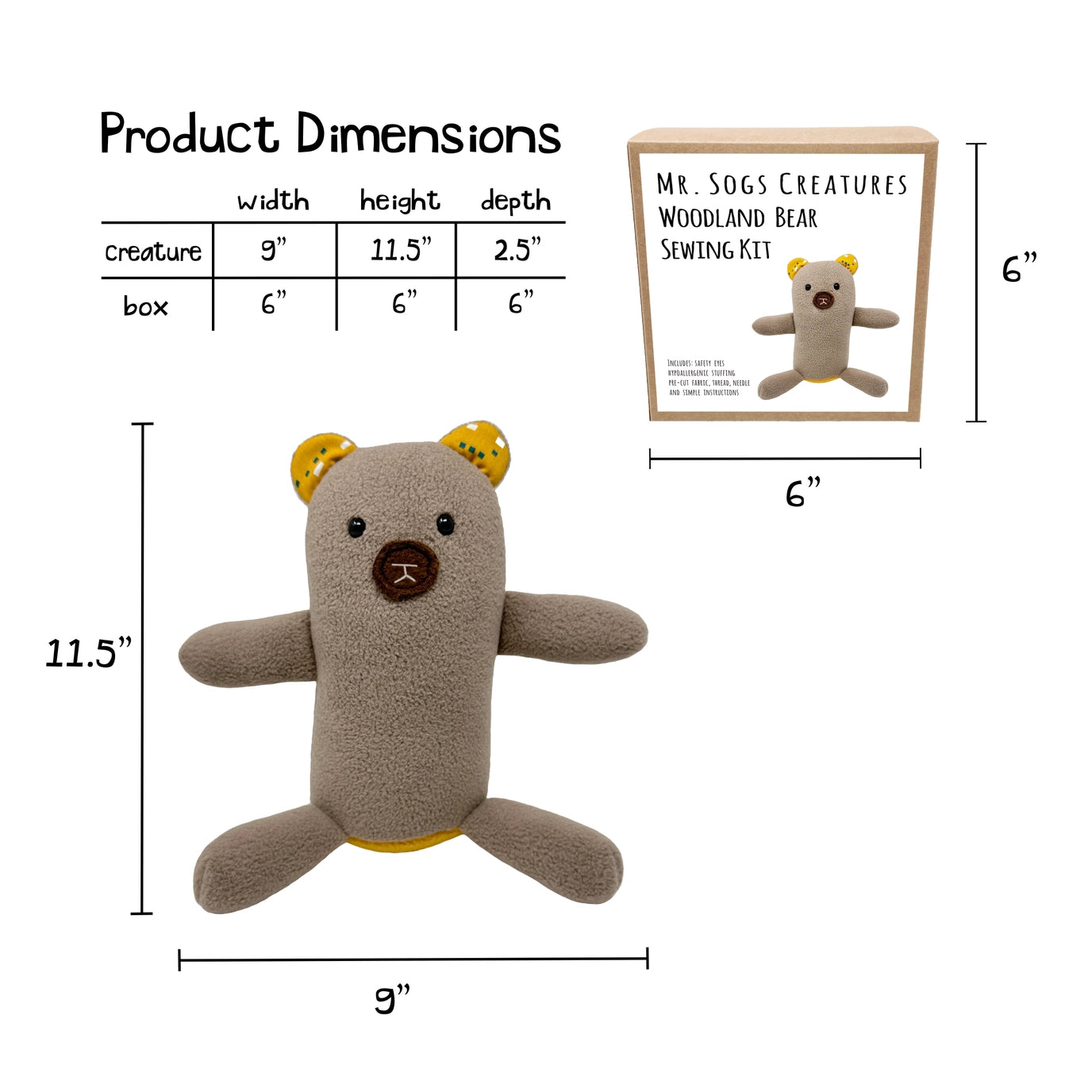 Woodland Bear DIY Plush Sewing Kit